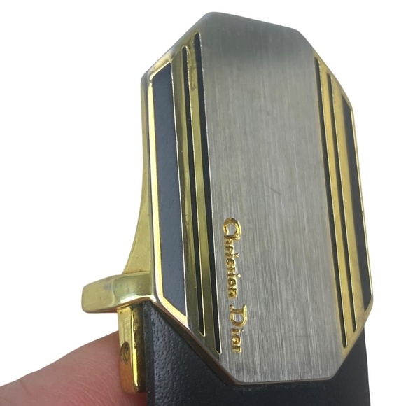 CHRISTIAN DIOR Vtg Women’s Reversible Adjustable Belt Gold Silver Buckle Size 34 - Picture 10 of 14